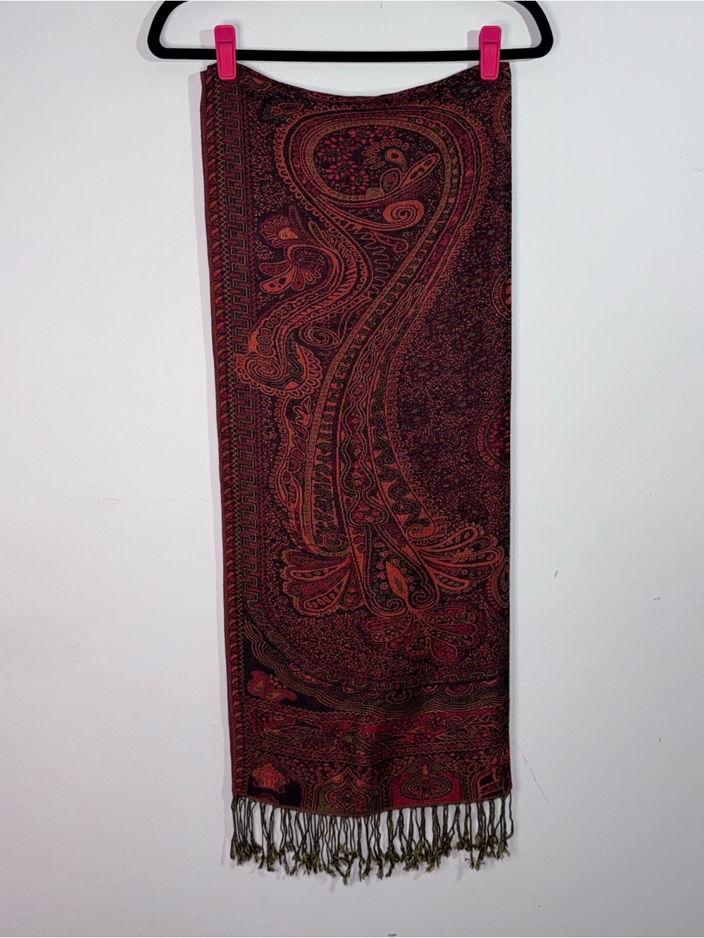 Pashmina Silk Blend Reversible Paisley Scarf Shawl Wrap Fringe 28x68